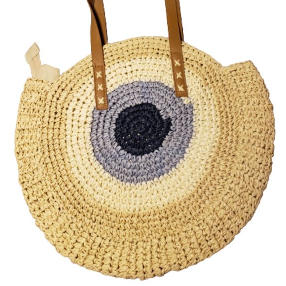 Evil Eye Protection Straw Weave Bag - Picture 6 of 8